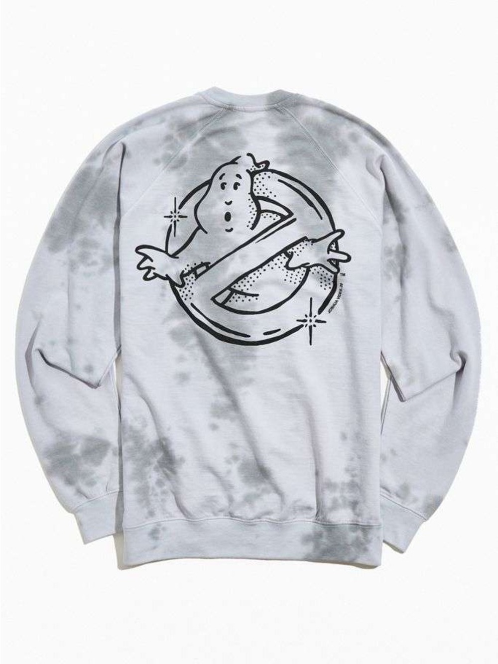 Urban Outfitters Ghostbusters Logo Tie-Dye Crewneck - Light Gray & Black